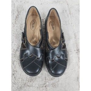 Clarks Bendables Womens Shoes Size 6.5 Ashland 65649 Blk Leather Comfort Flats